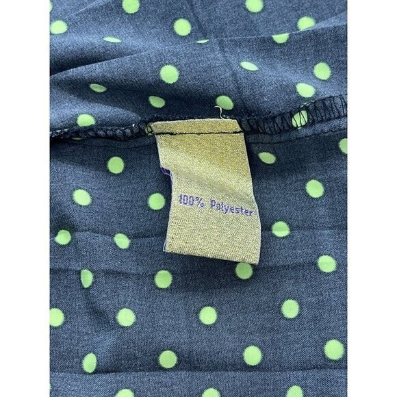 Princess Vera Wang 7 Tunic Top Dress Pleated Black Green Polka Dots Sheer Back - Picture 7 of 8